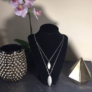 The Limited brushed silver leaf necklace